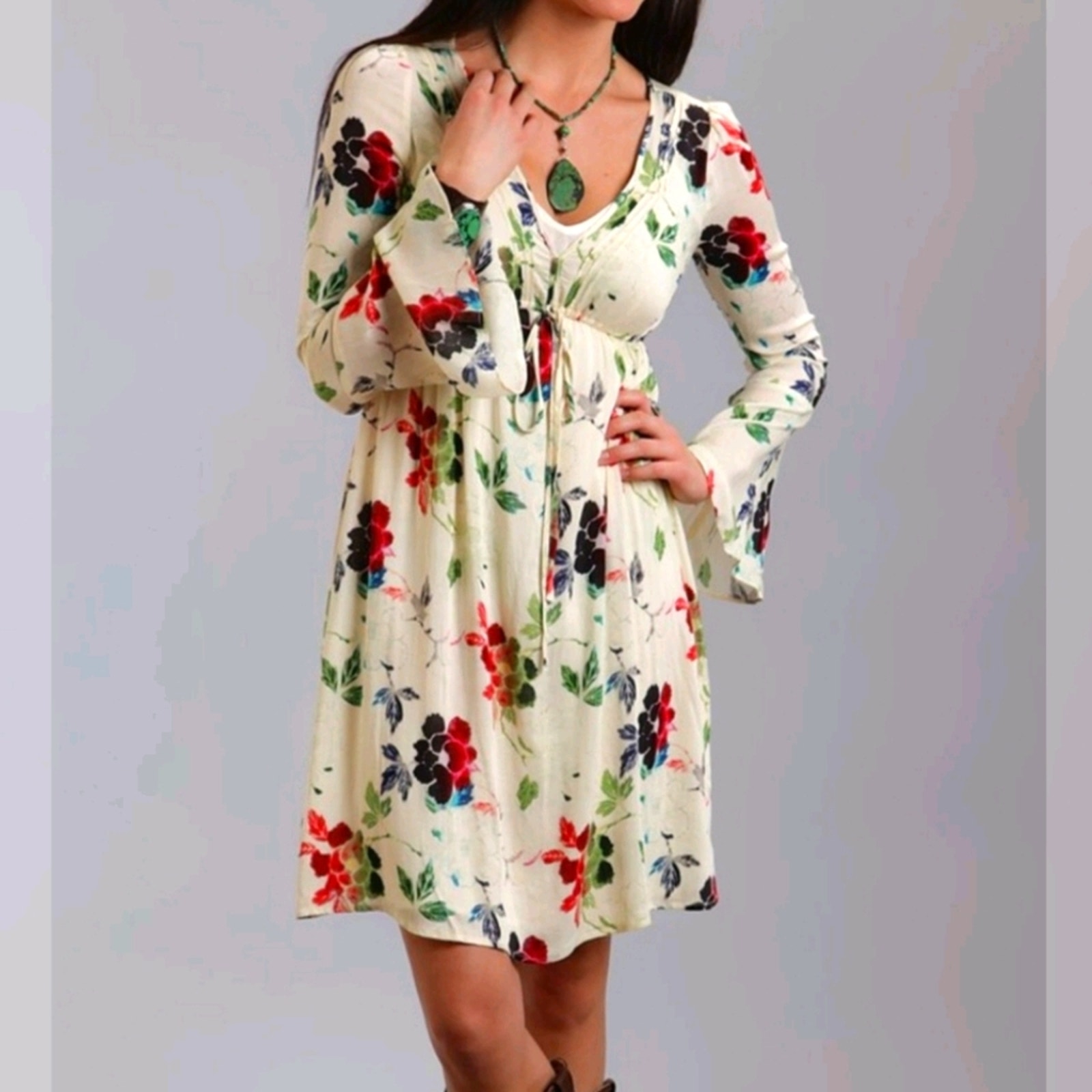 Stetson Floral Empire Waist Dress Sz S